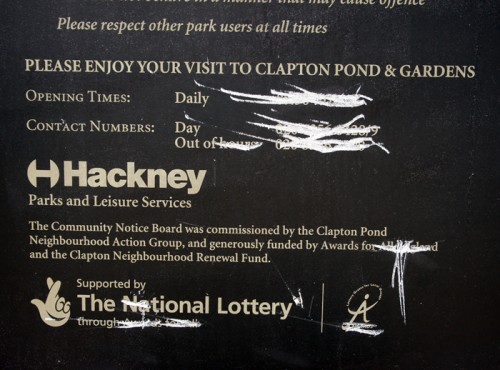 Clapton Pond Notice Board Clapton Pond Notice Board